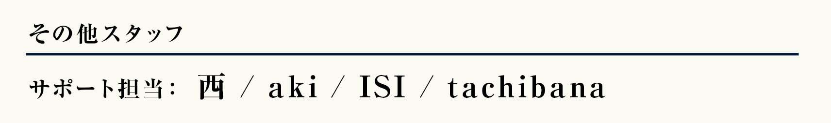 サポート　西
サポート　aki
サポート　ISI
サポート　tachibana
           