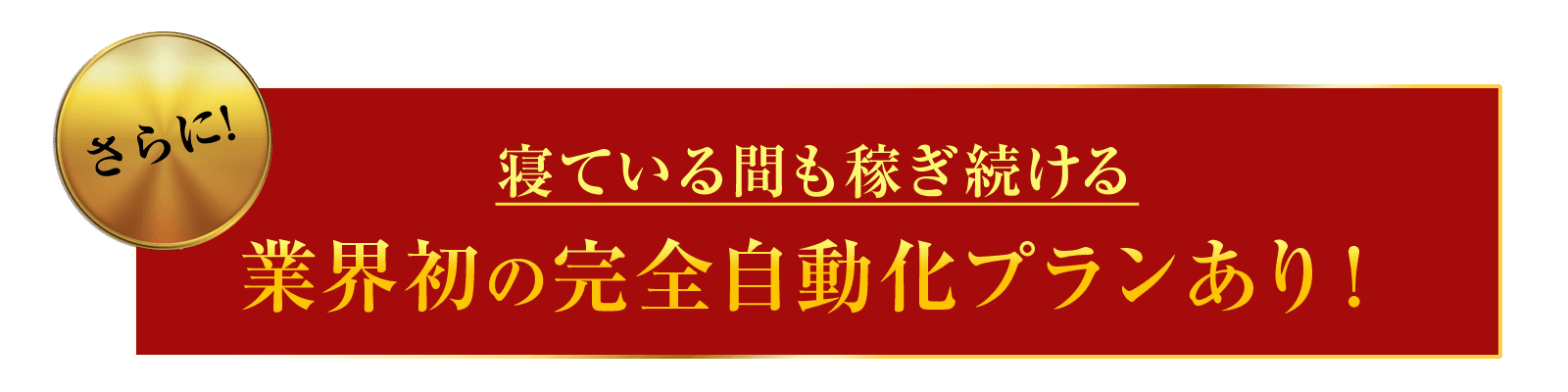 さらに、寝ている間も稼ぎ続ける業界初の完全自動化プランあり！
                                            