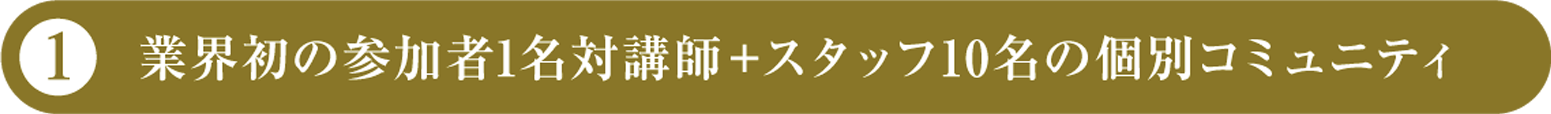 業界初の参加者1名対講師＋スタッフ10名の個別コミュニティ
                                 